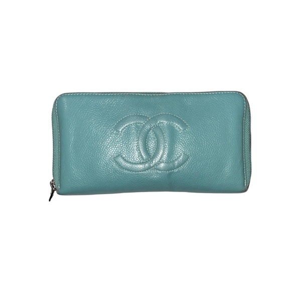 Chanel Teal Leather Wallet - Picture 1 of 5